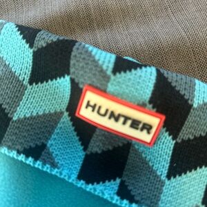 Hunter Blue and Black Patterned Scarf